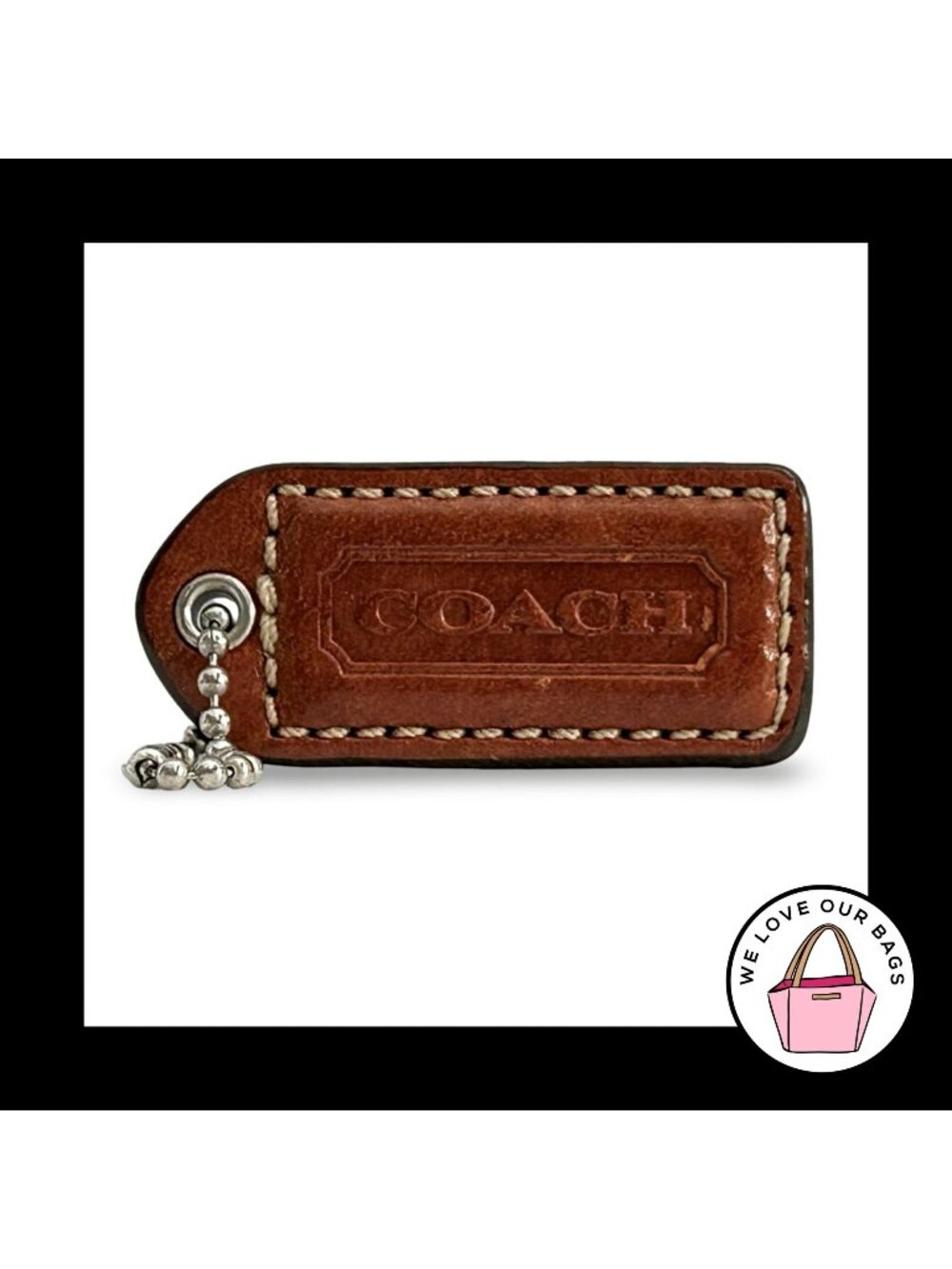 COACH Y2K VINTAGE Hang Tag 2" British Tan Brown Leather Bag Charm Keychain Fob